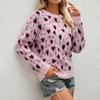 Autumn and Winter New Contrast Color Love Knitted European and American Round Neck Pullover Sweater for Women