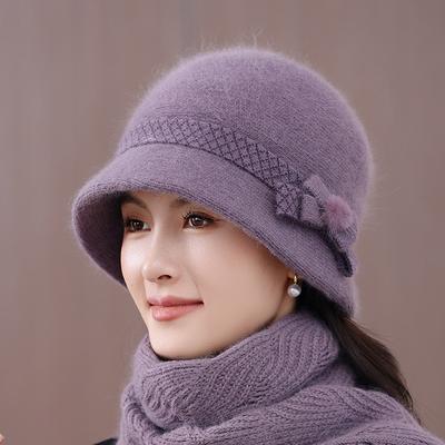 Пожилая шляпа женская осенне-зимняя материнская шерстяная шляпа флисовая теплая шляпа-ведро вязаная шляпа-ведро