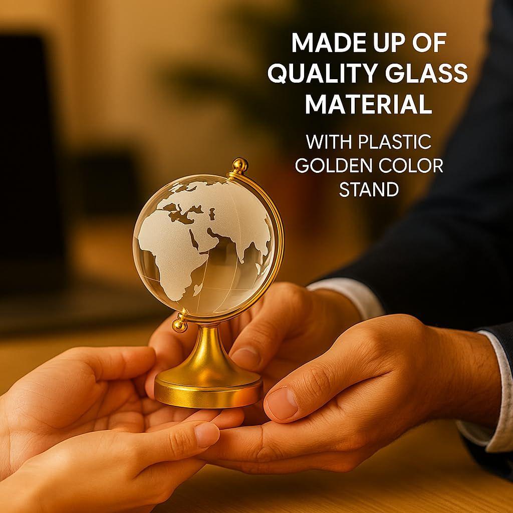 Fengshui Crystal Globe with Golden Stand for Positive Energy Success Good Luck and Prosperity Vastu Remedy for Home