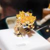 New Women's Ring Shiny Yellow Zircon Flowers Beautiful Silver Plated Party Jewelry Peach Blossom Ring Jewelry Anniversary Gift