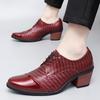 Men's Leather Shoes Banquet Dress Shoes Formal Occasions Men's Business Leather Shoes Office Red High Heels Pointed Shoes