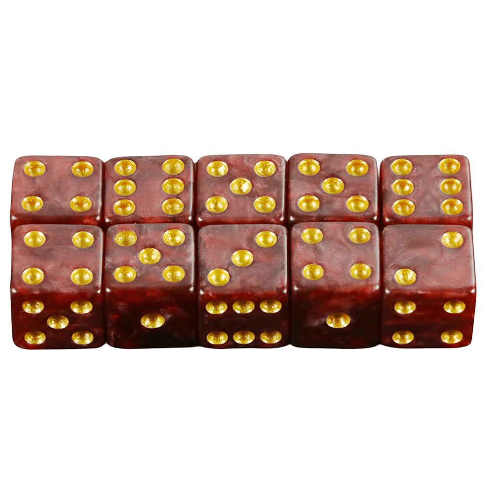 Mini Dice 10pcs D6 Standard Marble Effect Golden Pips Plastic 12mm Game Die Toy New Outdoorliving for Board Game