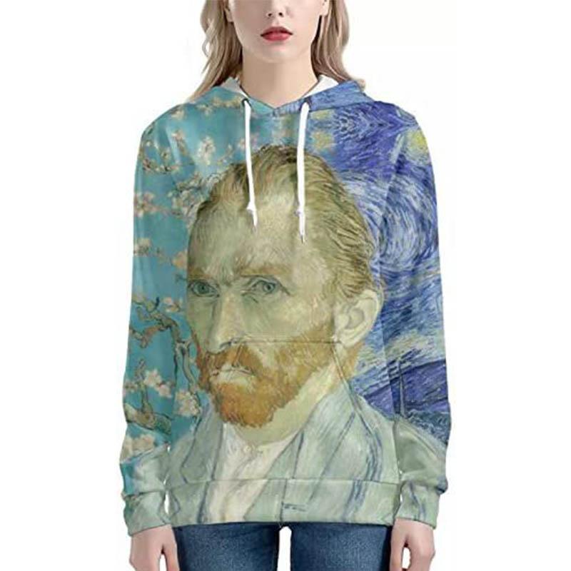 Толстовки с масляной живописью Ван Гога, женская модная уличная одежда с 3D принтом, пуловеры больших размеров Y2k