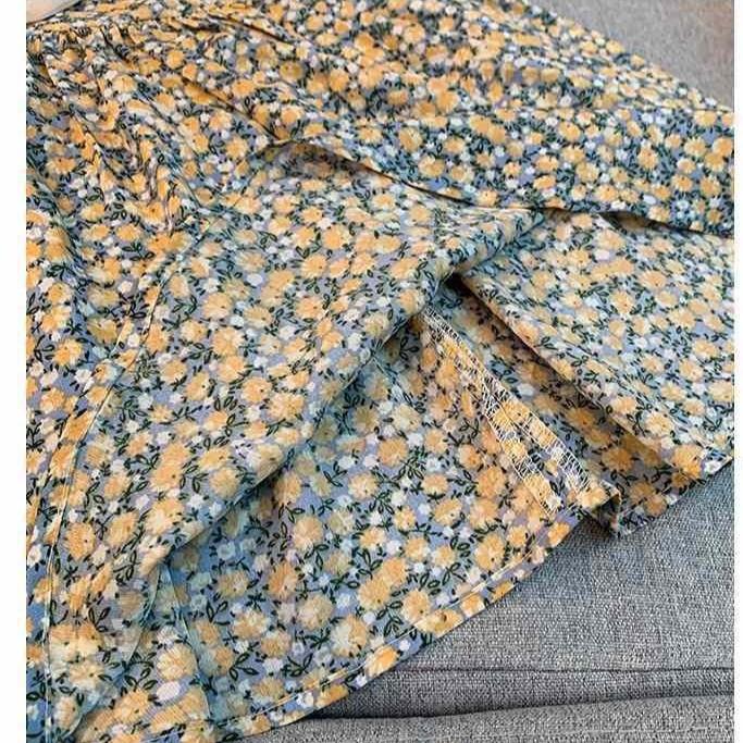 Summer Floral Princess Dress - Short-Sleeved Korean Lapel Style for Girls