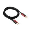 Fosi Audio Плетеный акустический кабель 14 AWG, 1,8 м, 1 кабель с 4 позолоченными банановыми разъемами, для домашнего аудиоусилителя, ресивера, пассивных колонок, черный