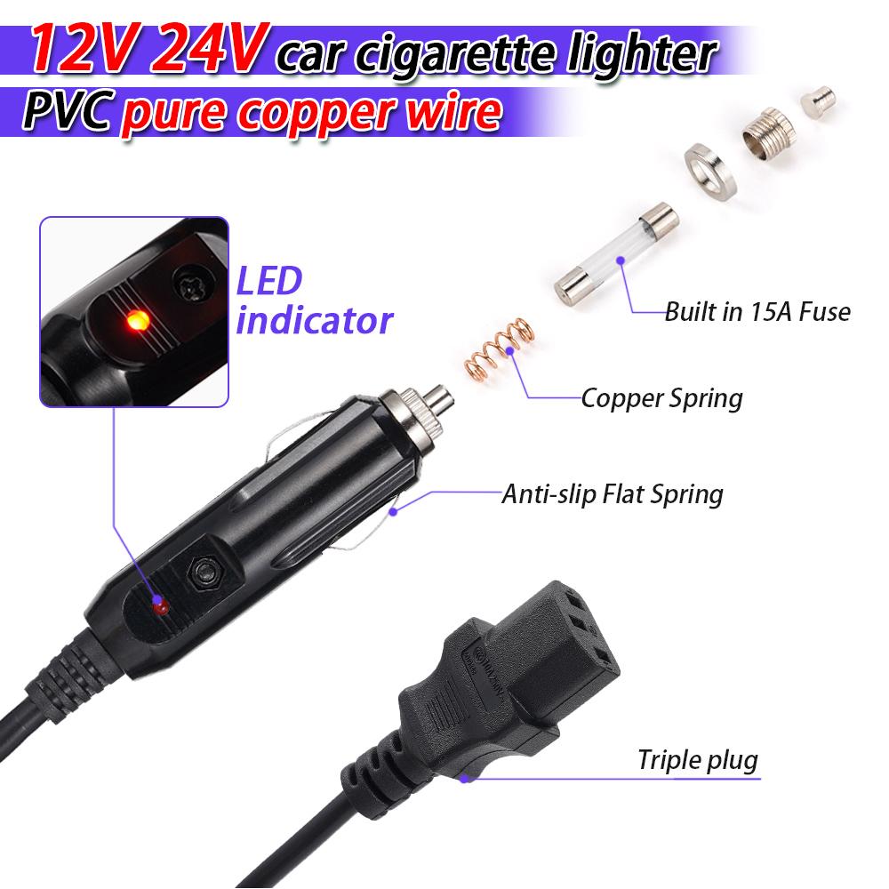 Кабель питания Вилка 3 контакта с Вилкой прикуривателя для Автомобиля Мультиварки Электрические скороварки Универсальный