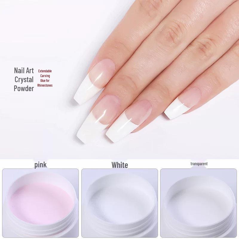 Набор кристальной пудры для нейл-арта: Белый, Розовый, Прозрачный – Гель для наращивания ногтей с резным цветком