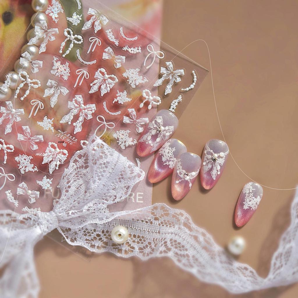 Наклейки для нейл-арта Tomoni Crystal Diamond Ribbon Bow - Изысканный стиль.