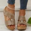 Fashion Fashion Buckle Wedge Heels Slippers Women Summer Thick Bottom Platform Sandals Woman Plus Size Comfortable Beach Sandals Female