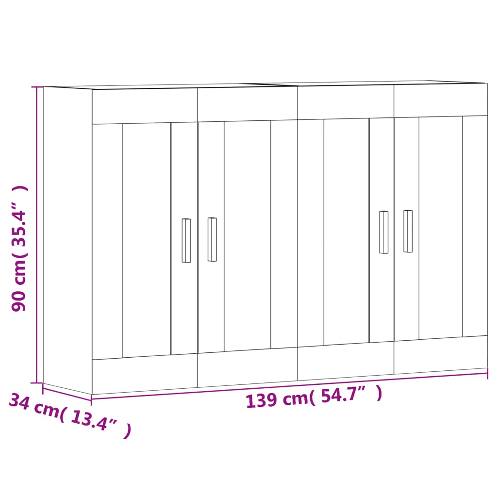 Wall Cabinets 2 pcs White Wood Based Material