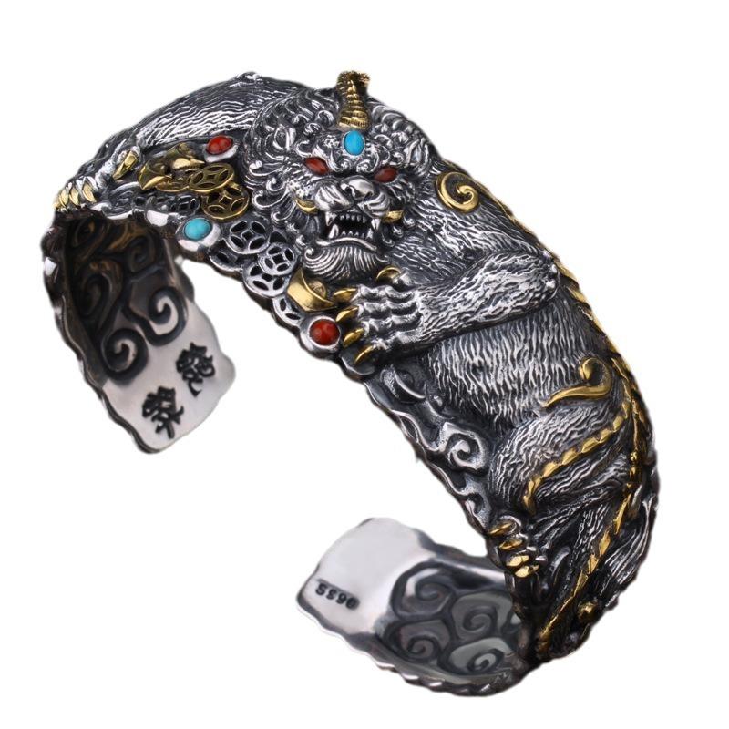 Pixiu Wide Version, Богатый и мощный, Открытый рот, модный и властный браслет UNISEX