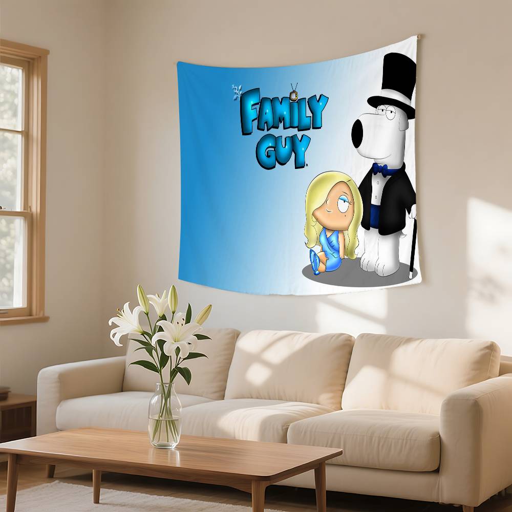 FFamily Cartoon GGuy Tapestry Wall Hanging Tapestry Art Deco Blanket Curtain Hanging At Home Bedroom Living Room Decor