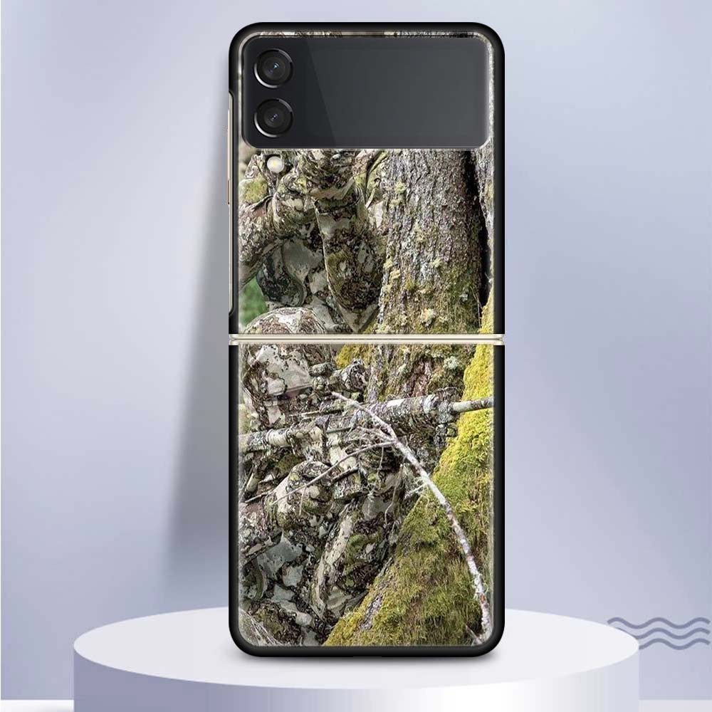 Камуфляжный военный чехол для телефона Samsung Galaxy Z Flip 5 4 3 5G, черный твердый чехол ZFlip 5 4 3, роскошный противоударный чехол-бампер