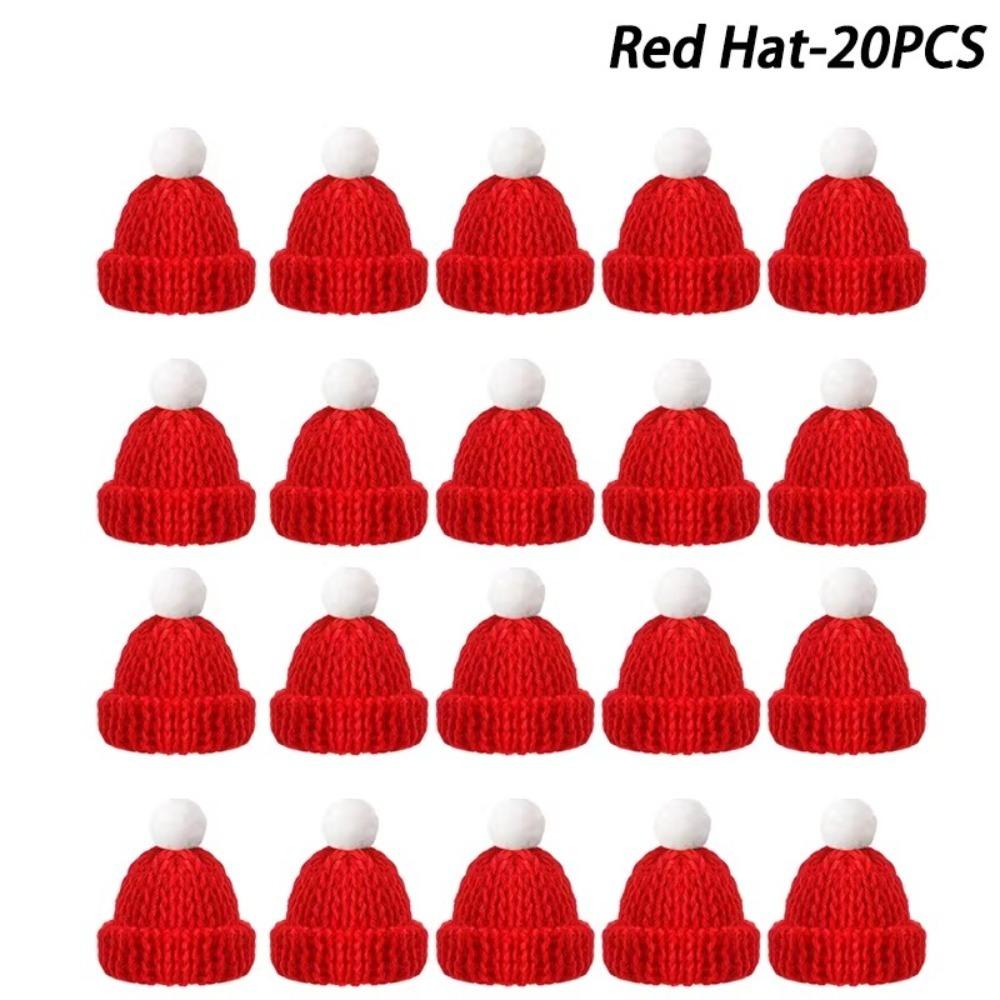 20pcs Handmade Mini Santa Hat Knitting Doll Hats New Christmas Hats  Christmas