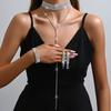 Claw Chain Full Diamond Multi-Layer Neck Chain Collarbone Chain Sweater Chain Fringed Necklace Earrings Bracelet Three-Piece Set