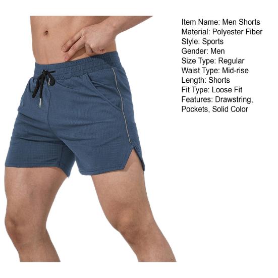 Мужские шорты, однотонный дизайн, стандартный крой, повседневные шорты с карманами, эластичный шнурок на талии, быстросохнущие спортивные шорты