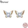 Серьги-гвоздики BAMOER из стерлингового серебра 925 пробы с бабочками, гипоаллергенные очаровательные ювелирные изделия, подарочные серьги для женщин и девочек