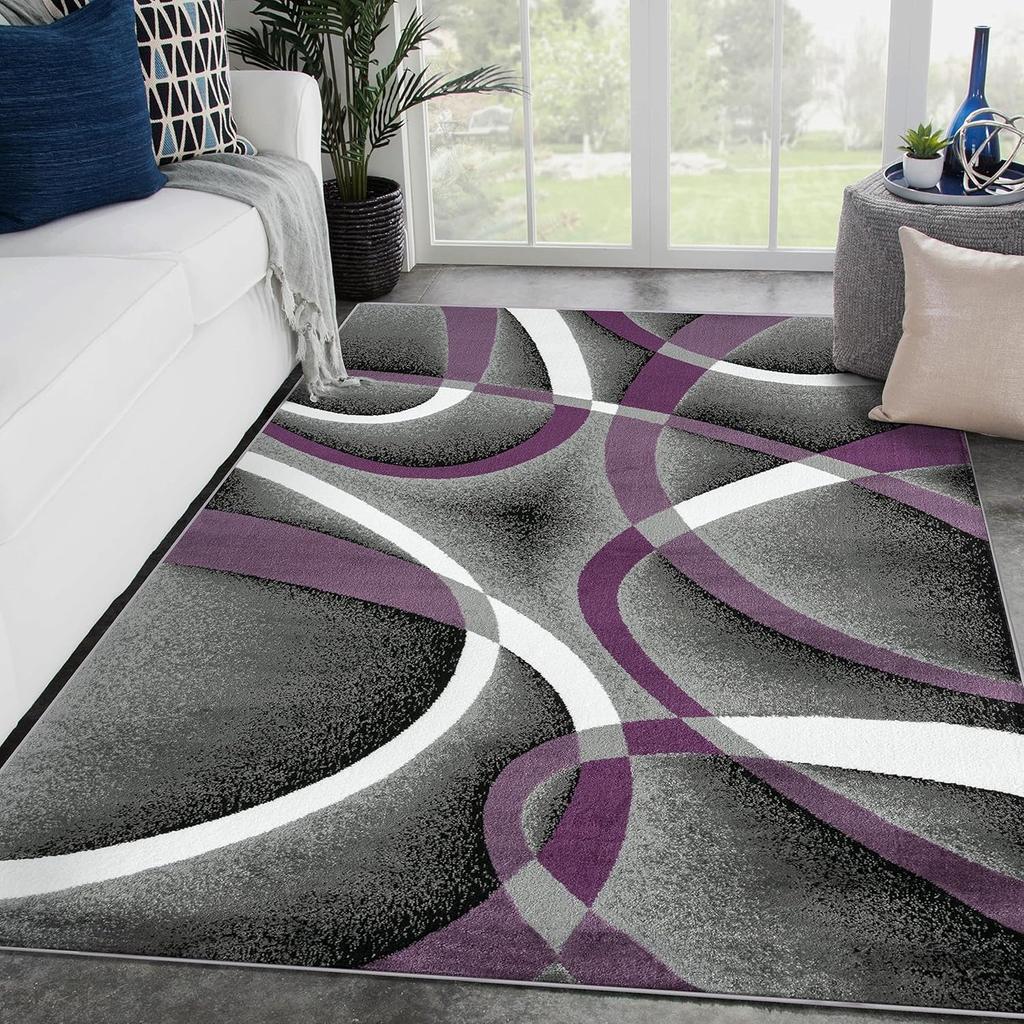 Red Modern Geometric Soft Area Rug,Machine Washable Indoor Floor Mat Non Slip Carpets for Living Room Home Decoration