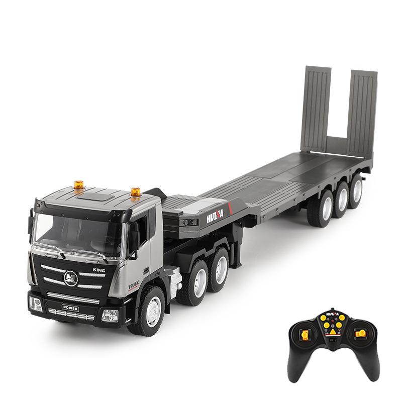 Huina 1318 RC Trailer Truck Car Model 2.4Ghz Construction Tractor Remote Control Flipable Flatbed Vehicle Toys for Boy Gifts