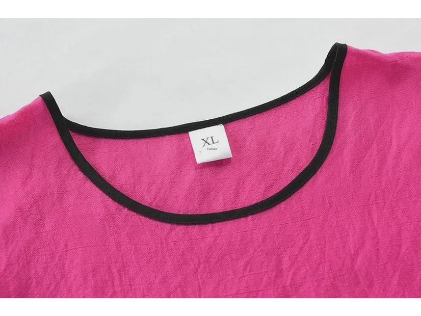 Летние двухкомпонентные топы из хлопка и льна для женщин 60-70 лет - Короткий рукав