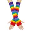 Punk Gothic Color Stripe Long Arm Warmer Fingerless Gloves