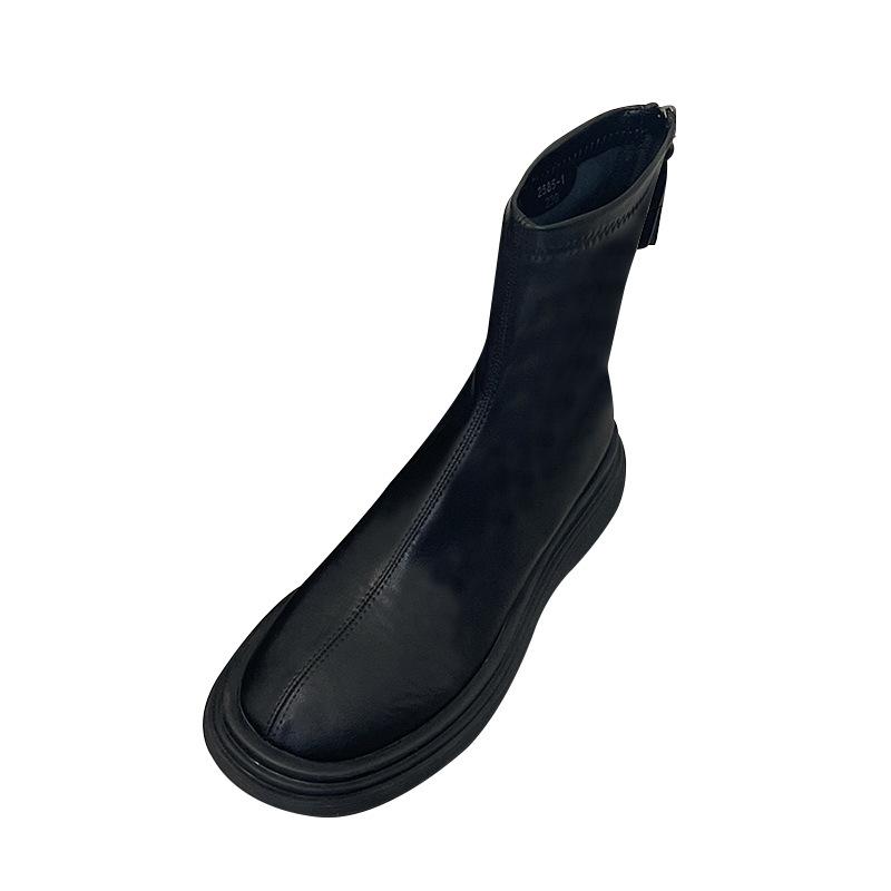 Весна и осень 2025 Новые ботинки на платформе Женские ботинки Мартин Белые одинарные ботинки Узкие ботинки Женские ботинки Челси Женские короткие ботинки