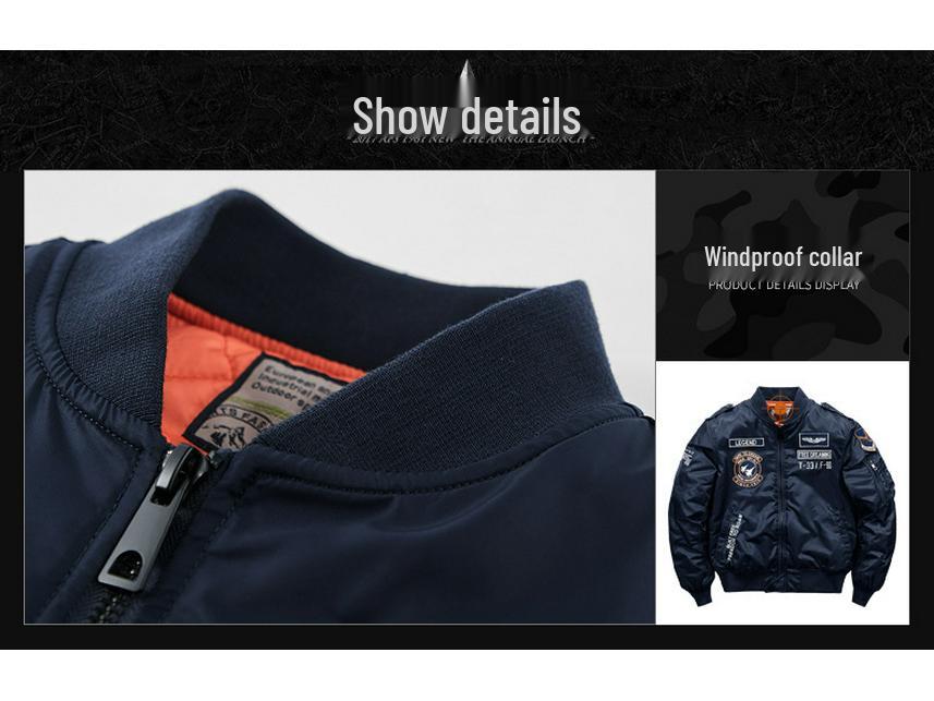 Мужская зимняя куртка большого размера со стойкой - Теплая, толстая хлопковая куртка-авиатор