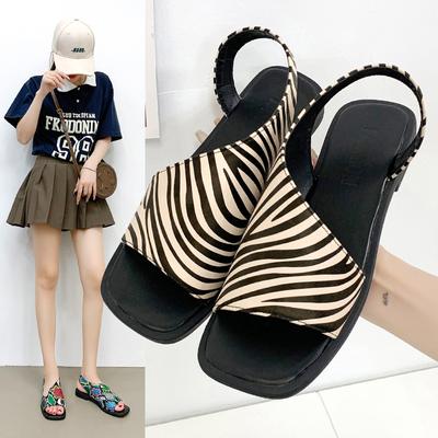 Модные летние новые ретро-сандалии с открытым носком и квадратной головкой для женщин, удобные римские тапочки на плоской подошве