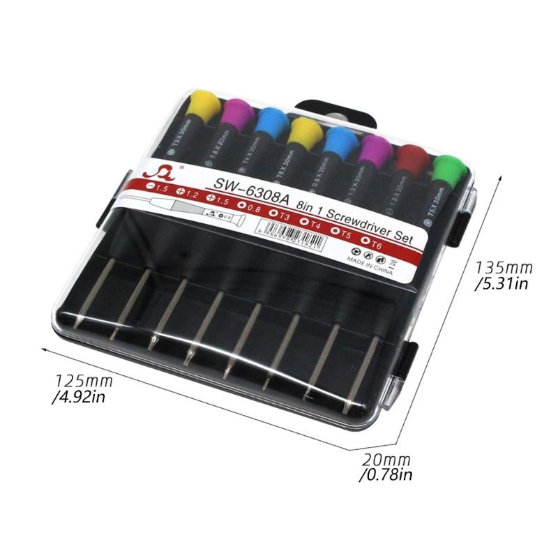 Сверхпрочный магнитный набор отверток 8 сменных головок Подходит для профессионального и домашнего использования Ремонт в ограниченном пространстве