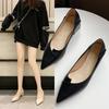 2025 Korean Version Thick Heel Light Mouth High Heel Single Shoes Women's Pointed Head Professional Work Shoes Black Medium Heel Leather Shoes Work Sh