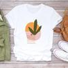 (Asian Size)Women Print Lady Female Tee Top Plant Striped Lovely Trend Cute Fashion T Shirt Clothing Casual Short Sleeve Graphic T-shirt