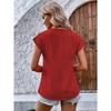 GMXIA Women's Summer V-neck Button-up Top Batsleeve T-shirt Loose Casual Shirt