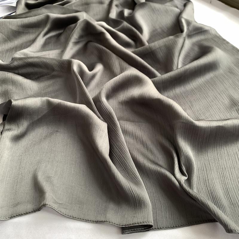 2023 Natural Wrinkled Solid Color Long Crepe Silk Scarf WJA14