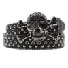 Snake Pattern Diamond Skull Belt Pin Buckle Retro Rhinestone Men and Women Denim Belt Fashion Hip-hop Punk Outfit