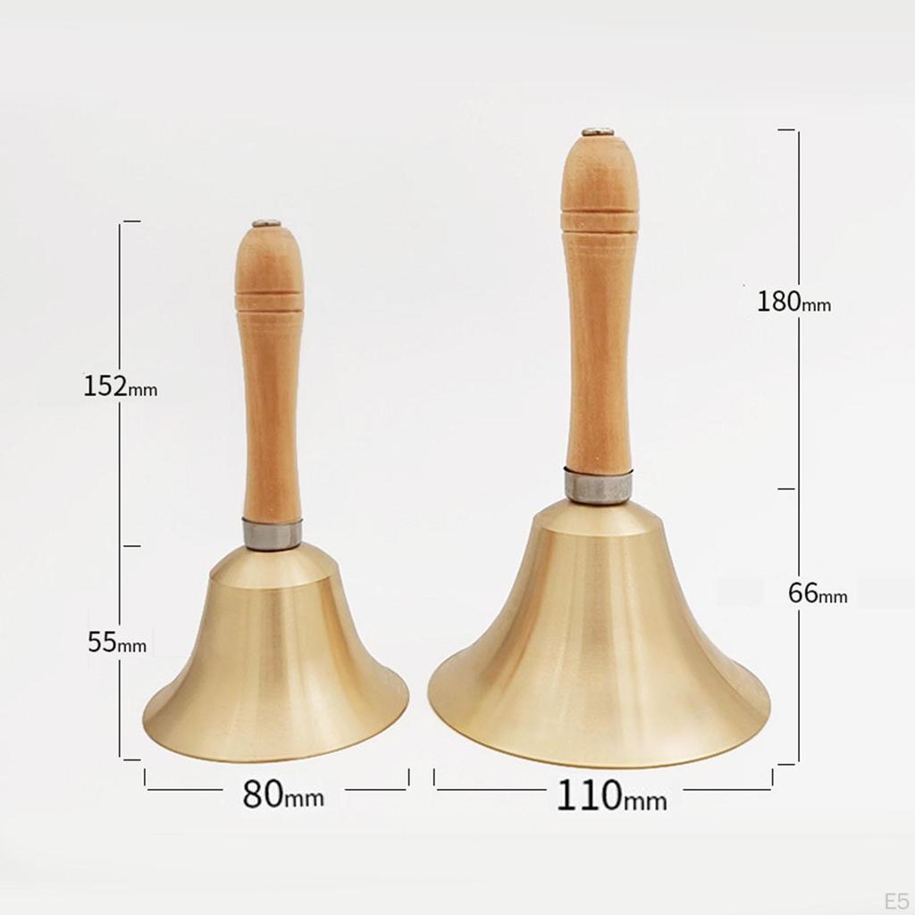 Латунный колокольчик для ужина с деревянной ручкой для мероприятий в отеле для взрослых