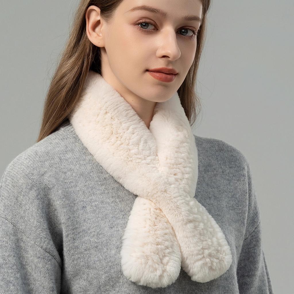 Маленький тканый шарф из кроличьего меха выдры, практичный и универсальный, осенне-зимний, корейская версия, милый теплый шарф на шею, шарф из натурального меха для женщин