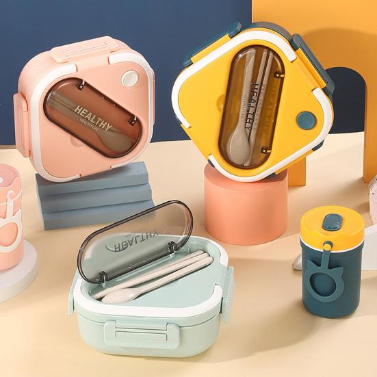 1 комплект, коробка для бенто, 1300 мл, герметичная, для использования в микроволновой печи, для школьников, 3 сетки, футляр для обеда со столовыми приборами, ежедневное использование