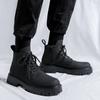 2024 Genuine Leather Mid Top Boots Men Platform Thick Sole Classic Black British Style Chelsea Boots High-top Men Punk Shoes