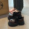 Platform-soled Versatile Loafers British College-style Retro Single Shoes Women's 2025 Spring New Big Head Lace-up Small Leather Shoes