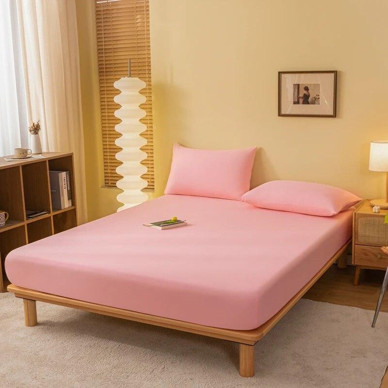 Приятная для кожи хлопковая простыня с резинками, наматрасник, сплошная цветная простыня, простыня королевского размера