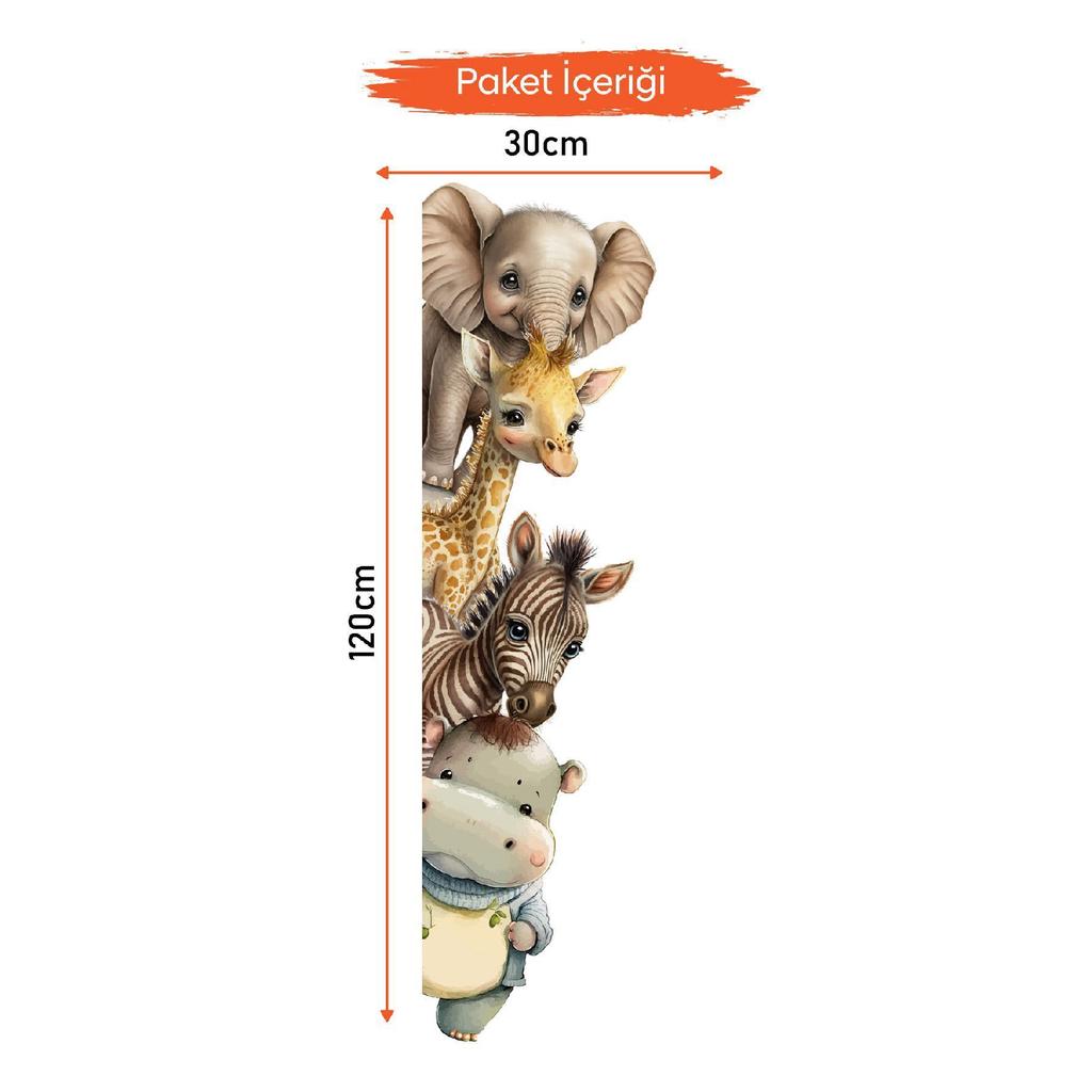 Safari Animals Themed Baby Kids Room Door Wall Sticker