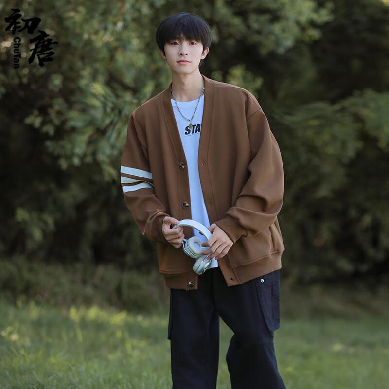 Мужской японский кардиган с V-образным вырезом в стиле ретро с цветовыми блоками