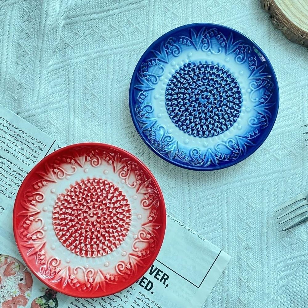 Raised Teeth Ceramic Grater Plate Colorful Embossed Manual Garlic Masher Household Use