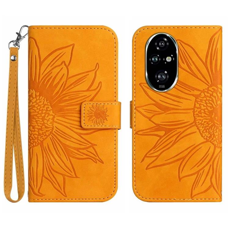 HT04 For Honor 200 5G Чехол Подсолнух Кожаный Кошелек Защитный Чехол для Телефона С Ремешок На Запястье