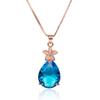 14-каратное розовое золото 45 см Ожерелья Сапфировый кулон Collares Mujer Женский кулон Bohemia Naszyjnik Синий сапфир Украшения BizuteriaМодный кулон