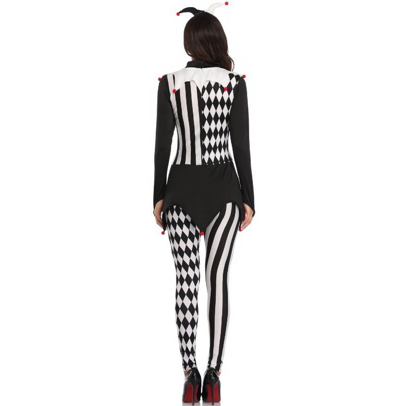 Сценический костюм на Хэллоуин, цирковой женский костюм клоуна для косплея, наряд черно-белого клоуна для восстановления