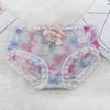 Women Panties Rose Embroidery Flower Print Mid Waist Stretch See-through Lace Sexy Ladies Briefs Underpants Underwear