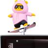 Skateboarding Bear Car Dashboard Ornament 6cm X 6cm - Funny Sliding Decoration for Car Interior, Rose Pink Silicone Skater Bear Figurine