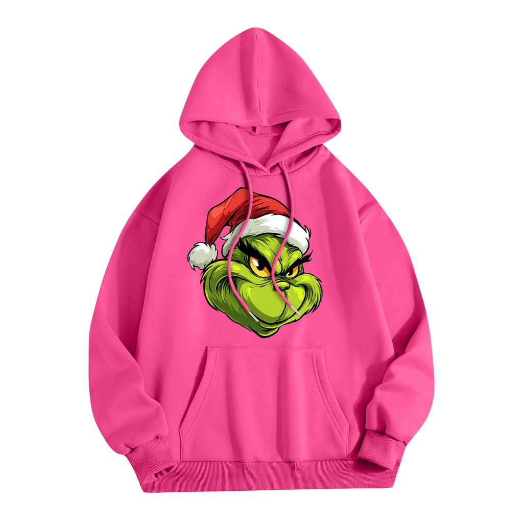 Женская модная повседневная толстовка с капюшоном и карманами с рождественским принтом