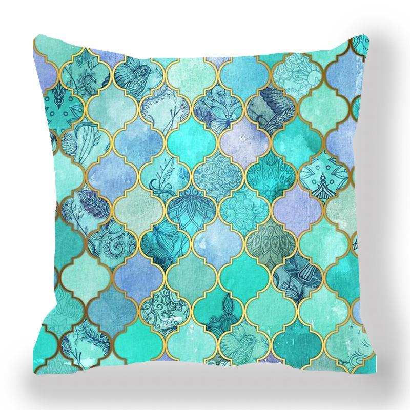 Nordic Style Checkered Pattern Digital Printing Short Plush Pillow Covers For Car Sofa Office Cushion Cover Home Goods 60X60Cm